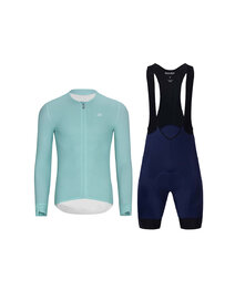 HOLOKOLO Cycling long sleeve jersey and bibtights - ELEVATE - blue/black/light blue